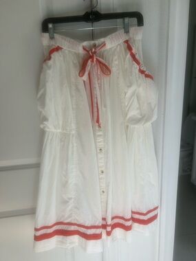 Free People White Dress with Coral Trim